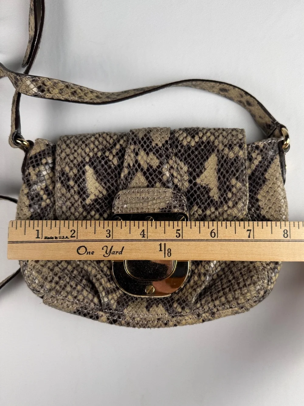 Michael Kors Snake-Print Crossbody in Beige and Brown with Gold Hardware Classy